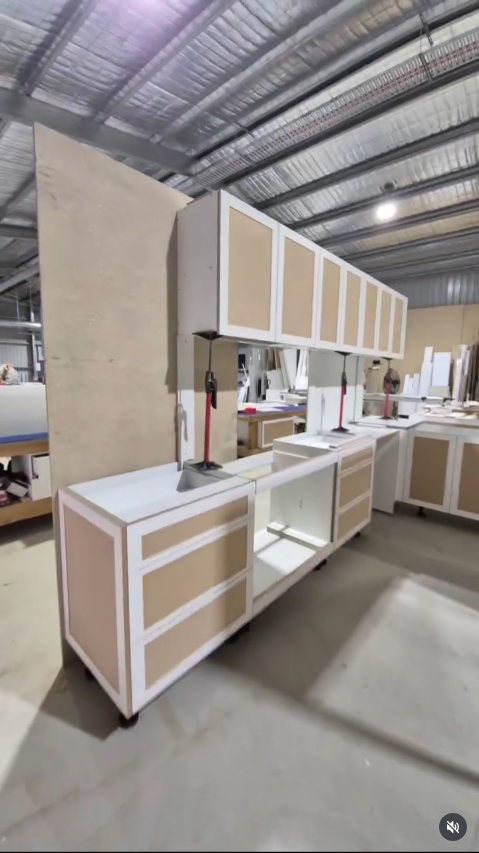 Custom cabinetry being manufactured in Chris Caruso Creations factory